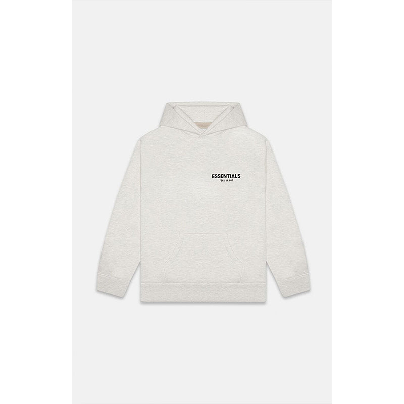 SS22 Essentials Hoodie (Black Velvety) - Light Oatmeal