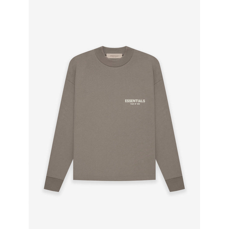 SS22 Essentials Crewneck Sweatshirt (White Velvety Print) - Desert Taupe