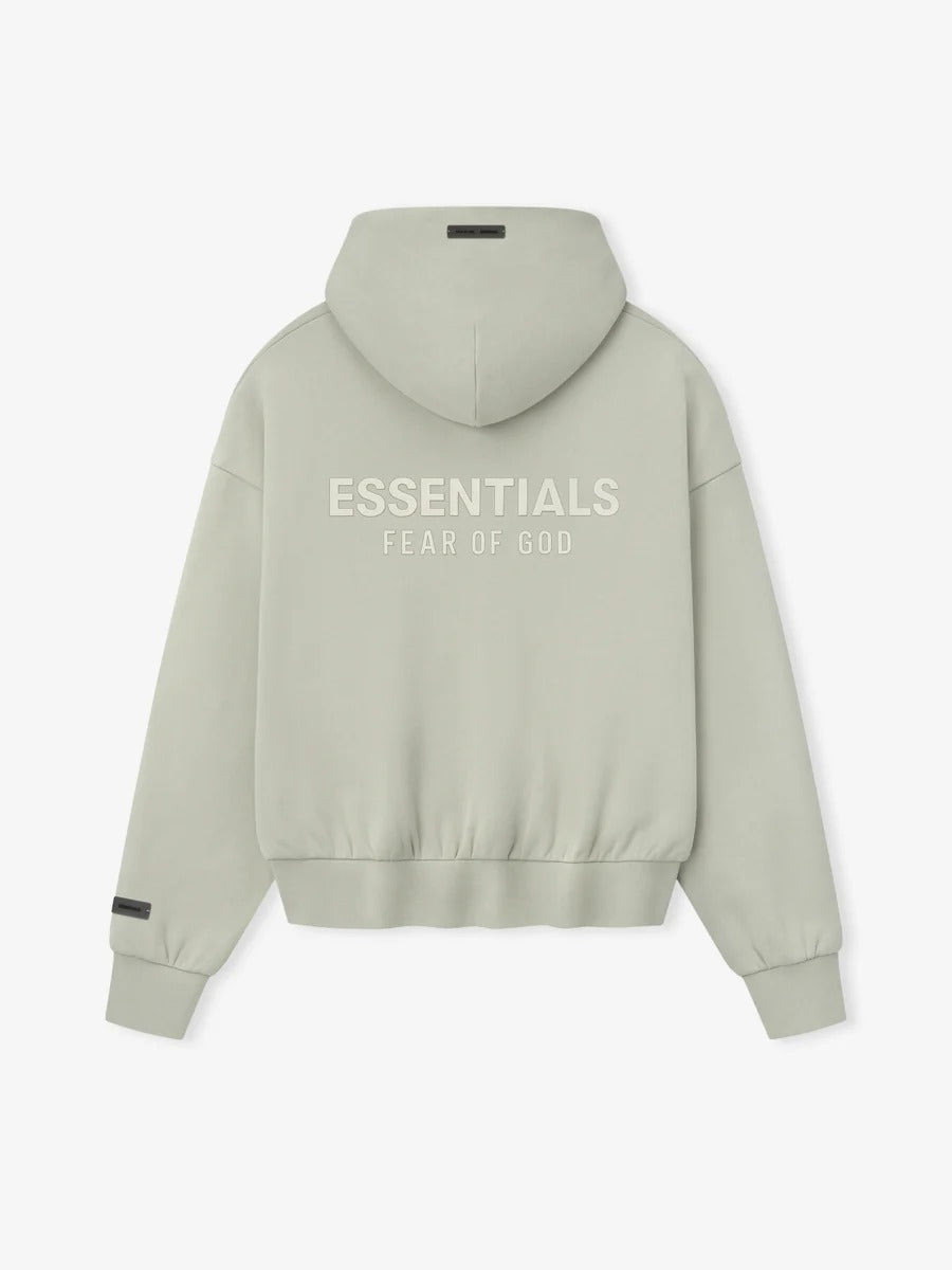 SP25 Essentials Full-Zip Hoodie (Metallic Logo) - Abbey Stone