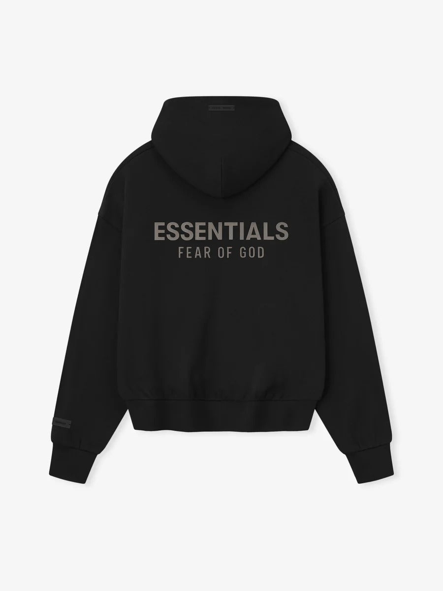 SP25 Essentials Full-Zip Hoodie (Metallic Logo) - Jet Black