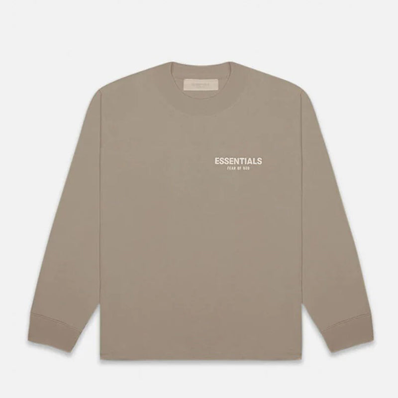 SS22 Essentials LShirt (White Velvety Print L-Shirt) - Desert Taupe