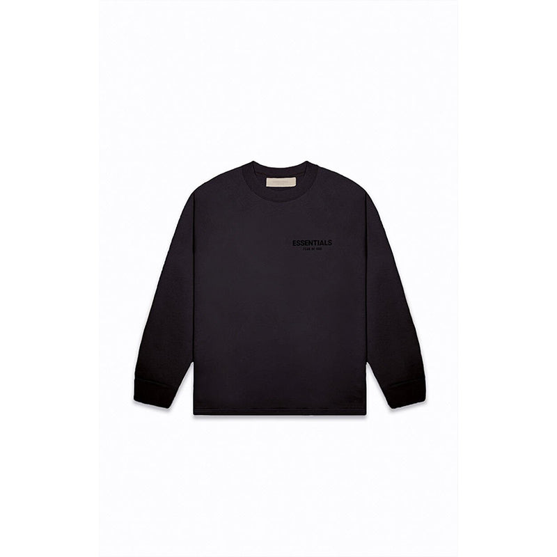 SS22 Essentials LShirt (Black Velvety Print LShirt) - Black