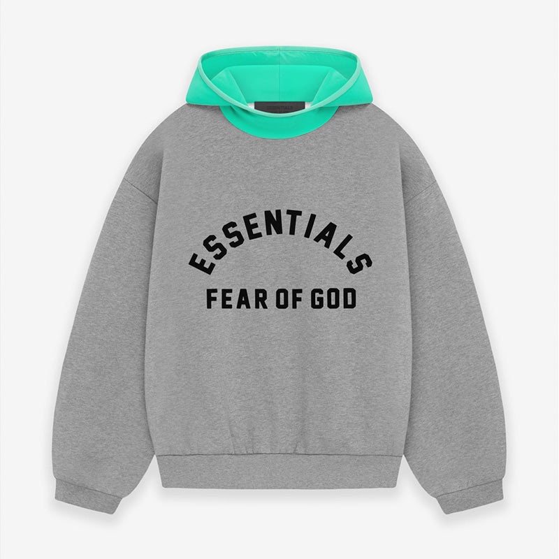 SS24 Essentials Nylon Fleece Hoodie - DarkHeather&MintLeaf