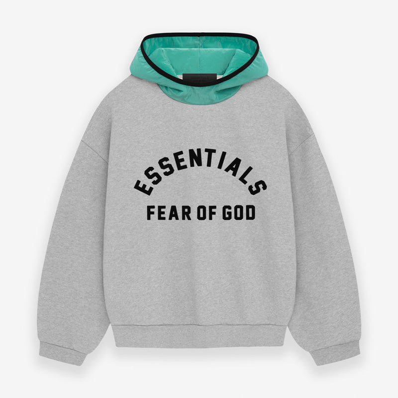 SS24 Essentials Nylon Fleece Hoodie - Light Heather Grey