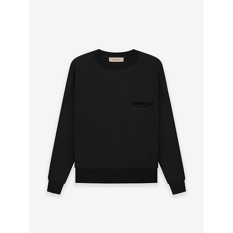 SS22 Essentials Crewneck Sweatshirt (Black Velvety Print) - Black