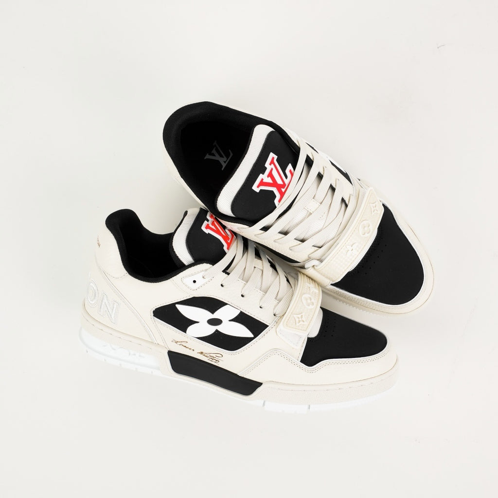 סניקרס Skate בדוגמת פרח Louis Vuitton — שחור ולבן — 1