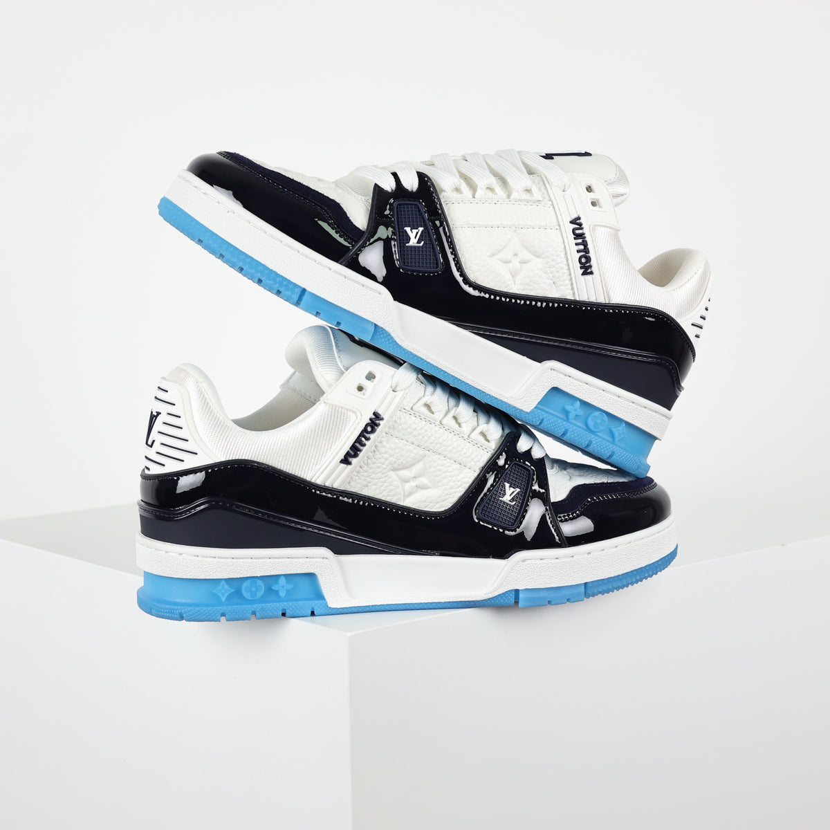 סניקרס Trainer Louis Vuitton — לבן, כחול כהה ותכלת — 3