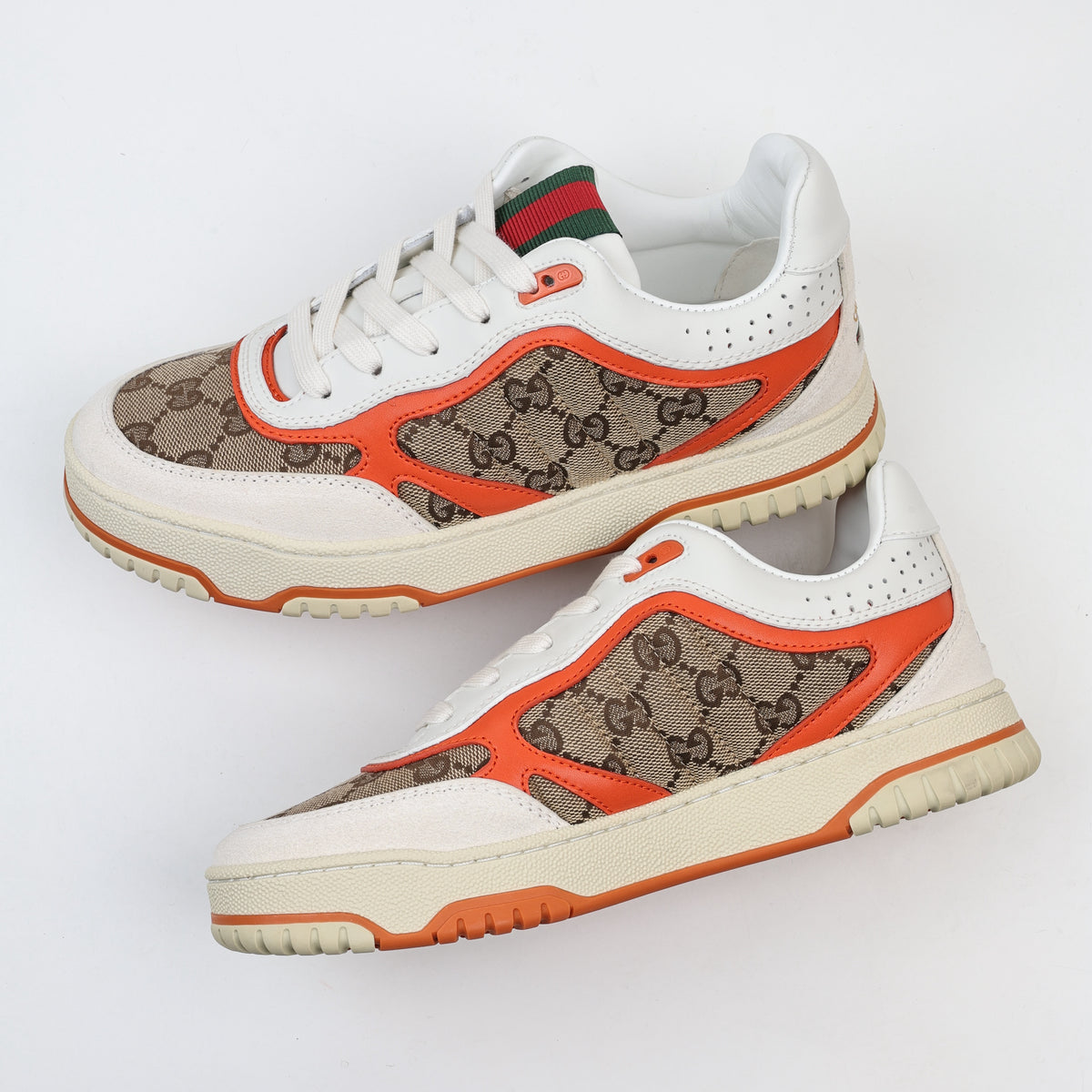 סניקרס Screener בדוגמת מונוגרמה וכתום Gucci — לבן וכתום — 3