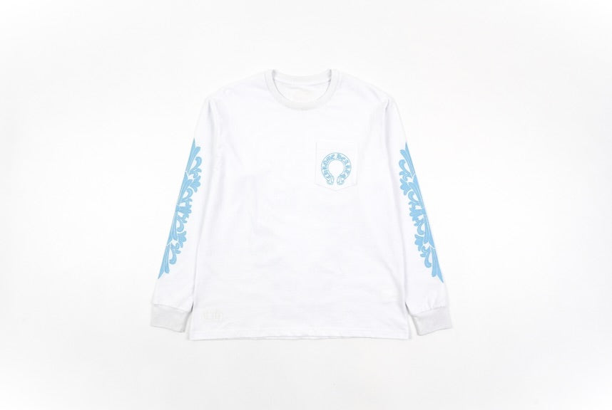 חולצה ארוכה עם הדפס תכלת Chrome Hearts — לבן — 1