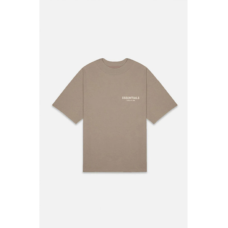 SS22 Essentials S-Shirt (White Velvety Print) - Desert Taupe