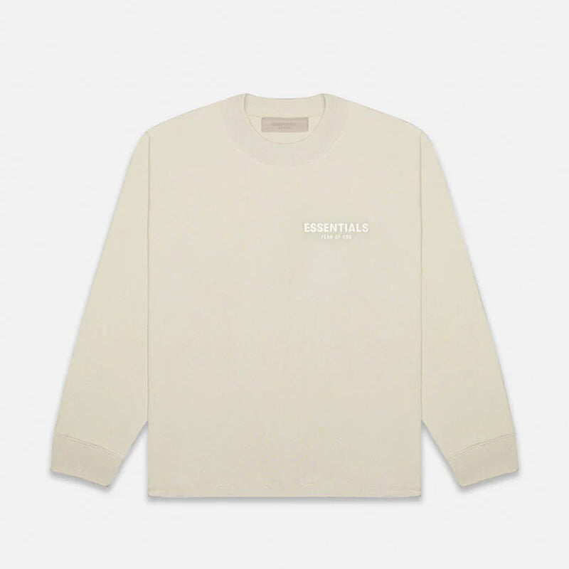 SS22 Essentials LShirt (White Velvety Print L-Shirt) - Wheat
