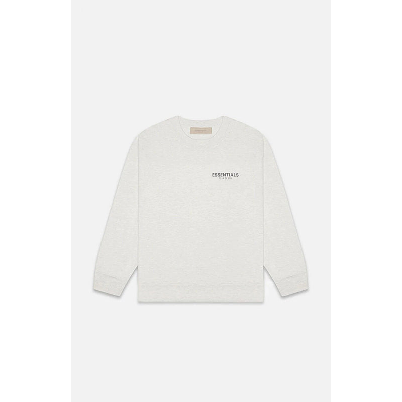 SS22 Essentials Crewneck Sweatshirt (Black Velvety Print) - Light Oatmeal