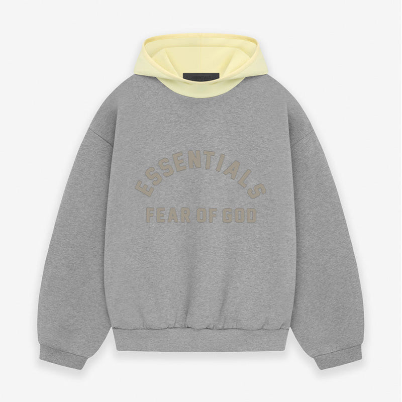 SS24 Essentials Nylon Fleece Hoodie - DarkHeather&GardenYellow