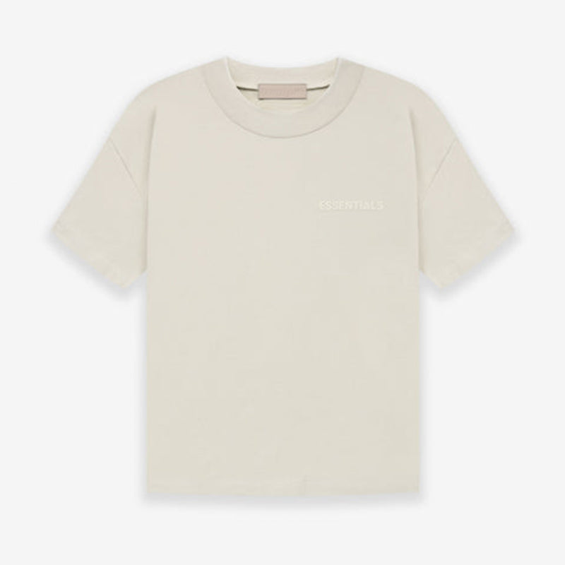 SS22 Essentials S-Shirt (White Velvety Print) - Wheat