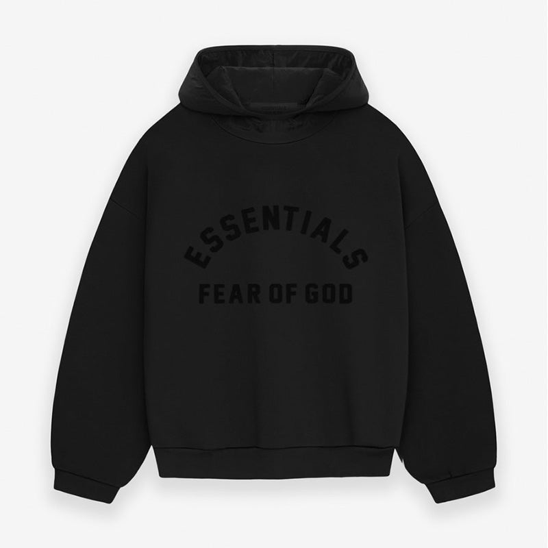 SS24 Essentials Nylon Fleece Hoodie - Jet Black